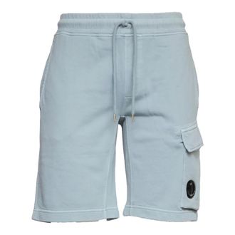 C.P. Company Casual Shorts, male, Blue, Size: M Cotton Diagonal Fleece Cargo Sweatshorts