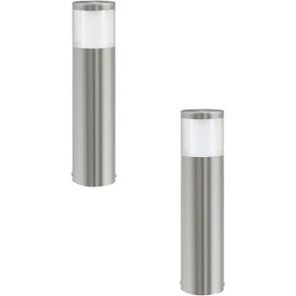 Loops 2 PACK IP44 Outdoor Pedestal Light Stainless Steel 3.7W LED Wall Post Lamp