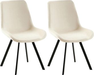 Clp Lote De 2 Sillas De Comedor Lewes Terciopelo Crema