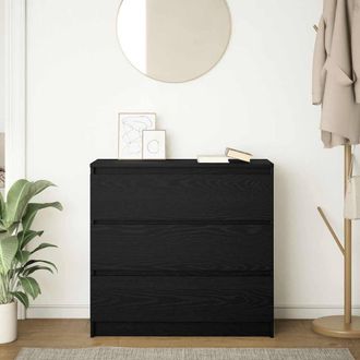 Berkfield Home Sideboard Black Oak 80x35x76 cm Engineered Wood | Size: 80 x 35 x 76 cm