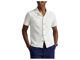 Polo Ralph Lauren Waffle-Knit Cotton Linen Camp Shirt Mens Clothing Nevis : 2XL, Cotton/Linen