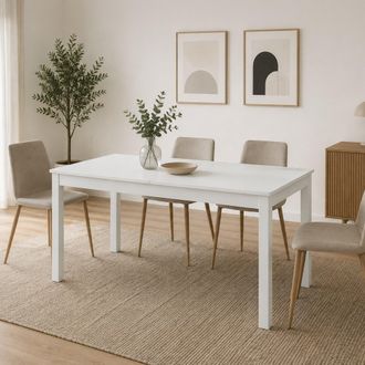 Dmora Mesa Extensible Lireli, 12 Plazas, Extensible, Mecanismo De Extensi&oacute;n Central, 160x80x76h Cm Blanco