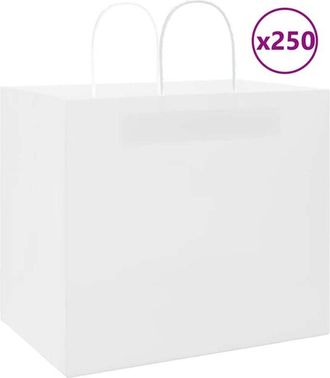 vidaXL Bolsas De Papel Con Asas 250 Uds Blanca 32x22x28 Cm Vidaxl