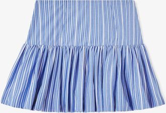 Ganni Nouvean Navy Skirt in Blue Stripes - Size 10/12 Organic Cotton