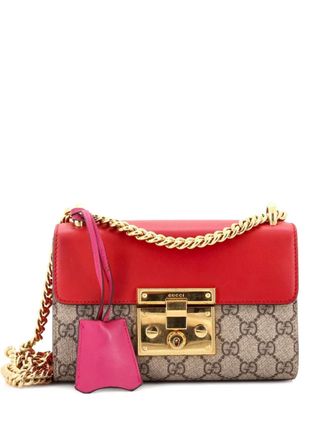 Gucci Padlock Shoulder Bag GG Coated Canvas and Leather Small crossbody bag - Brown