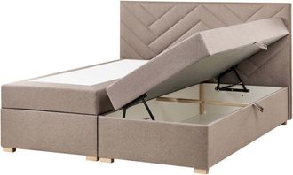 Beliani Divan Bed with Storage Taupe Upholstered Fabric EU Super King Size 6ft Lift Up Ottoman Storage ESQUIRE