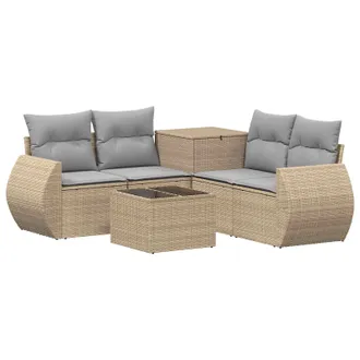 vidaXL Set Di Divani 6 Pz Beige E Grigio Chiaro Vidaxl
