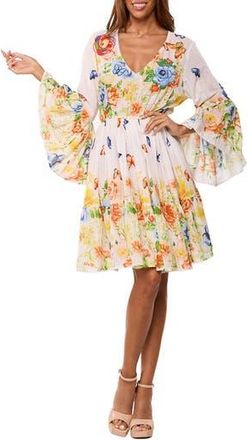 Ranee&rsquo;s Floral Bell Sleeve Minidress in White at Nordstrom Rack, Size Large/x-Large