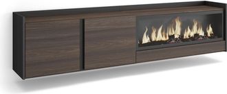 Skraut Home Skraut Home - Mueble Tv, Televisi&oacute;n, Muebles De Sal&oacute;n, Almacenaje, 212x35x50cm, Para Tv Hasta 80, Chimenea El&eacute;ctrica Xxl, Colgado, Suspendido, Estilo 