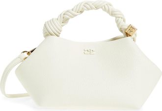 Ganni Small Bou Grained Faux Leather Top Handle Bag in Egret at Nordstrom
