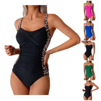 Generic Swimming Costume Women High Neck Ladies Push Up Padded Slimming Tummy Control Swimwear Adjustable Straps One Piece Swimsuit for Women Black