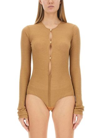 Sportmax Beige Knitted Round Neck Sweater
