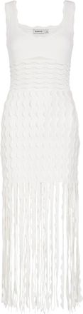 SIMKHAI Brionne Scalloped Knit Midi Dress - Ivory - S (UK8-10 / S)