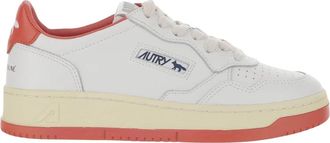 Autry Witte Leren Lage Sneakers - Dames - Sneakers - Rood - 37 EU - Leer - Schoenen