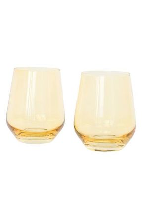 Estelle Colored Glass Set of 2 Stemless Wineglasses in Yellow at Nordstrom