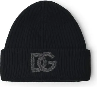 Dolce & Gabbana Dg-logomuts van zwarte scheerwol
