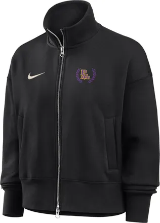 Nike Womens College (Prairie View A&M University) Nike Womens Phoenix Fleece Track Jacket in Black | ZW052NPVUN26-BLK