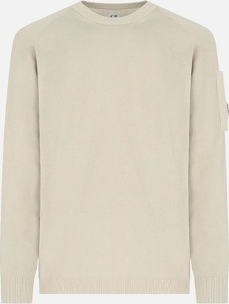 C.P. Company Mens Cotton Crepe Sweater Beige - Grey - Size: 42
