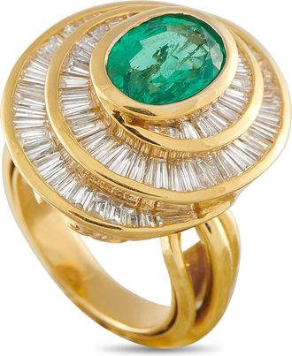 Luxury Bazaar 18K Yellow Gold 3.0ct Diamond and Emerald Ring MF08-050126