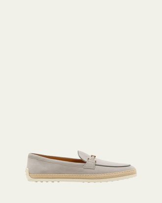 Tod's Gomma Suede T-Ring Espadrille Driver Loafers