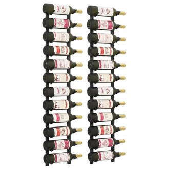 vidaXL Vidaxl - Botelleros De Pared Para 12 Botellas Hierro Negro 2 Unidades