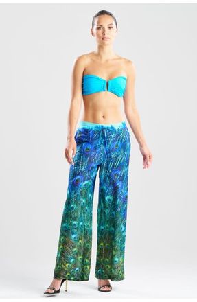 Natori Peacock Cotton Voile Pants in Teal at Nordstrom, Size X-Small