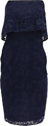 LIKELY Likely Driggs Lace Strapless Midi Dress in Navy Blue Polyester