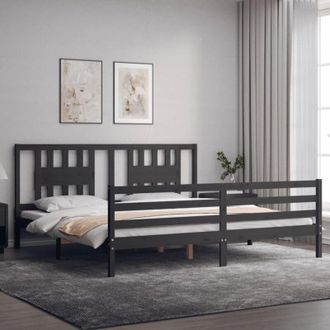 vidaXL Bed Frame without Mattress Grey 200x200 cm Solid Wood Vidaxl