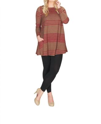 Papillon Stripe A-Line Dress With Pockets In Red Multi