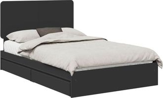 vidaXL Storage Bed with Headboard Black 135 x 190 cm Engineered Wood vidaXL