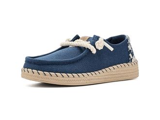 Hey Dude Wendy Espadrille Hibiscus Womens Flat Shoes Ensign Blue/Multi : 11 M