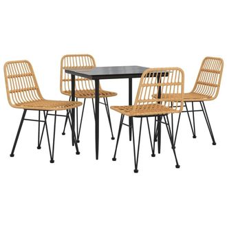 Berkfield Home Beautiful 5 Piece Garden Dining Set Poly Rattan in Brown