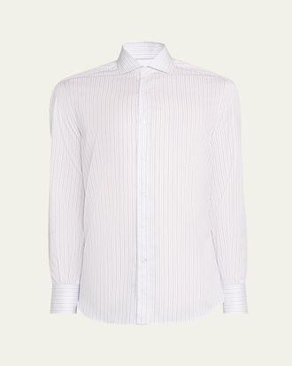 Brunello Cucinelli Mens Cotton Multi-Stripe Button-Down Shirt