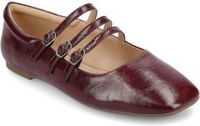 Journee Collection Darlin Multi Strap Mary Jane Flat in Oxblood Crinkle at Nordstrom Rack, Size 7.5
