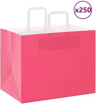 vidaXL Bolsas De Papel Con Asas 250 Uds Rosa 32x22x24 Cm Vidaxl