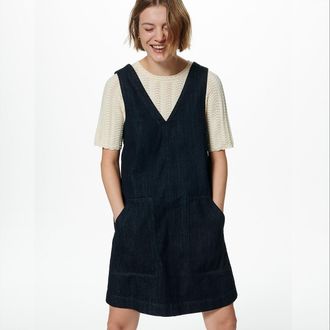 La Redoute Collections Korte mouwloze rechte jurk in denim