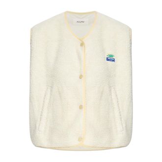 American Vintage Jassen, Dames, Beige, M, Nepbont, Nepbont vest met logopatch