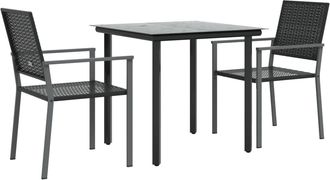 vidaXL Set Da Pranzo Da Giardino 3 Pz In Polyrattan E Acciaio - Vidaxl