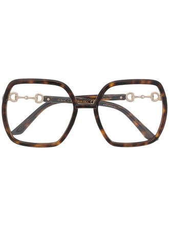 Gucci Horsebit-detail oversized glasses - women - Acetate - 55 - Brown