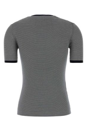 Prada Womens Embroidered Silk T-Shirt Blu+bianco Exterior: Recycled