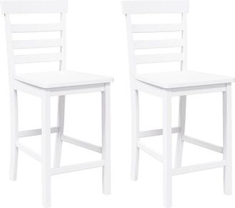 vidaXL Taburetes de bar 2 uds madera maciza blanca caucho Vidaxl