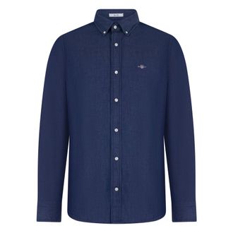GANT Casual Shirts, male, Blue, Size: L Slim Fit Shirt
