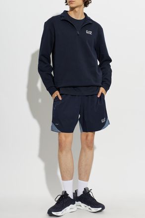 Emporio Armani Sweatshirt With Stand-up Collar, Mens, Navy Blue