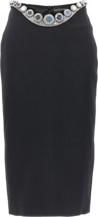 DAVID KOMA Black Puffer Circle Embroidery skirt