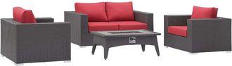 ModWay Outdoor Convene 4Pc Set Outdoor Patio With Fire Pit