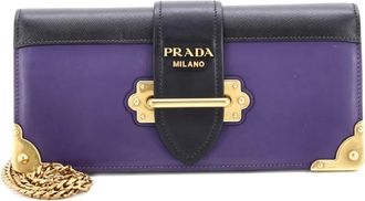 Prada Cahier Chain City clutch van saffiano en kalfsleer - Zwart