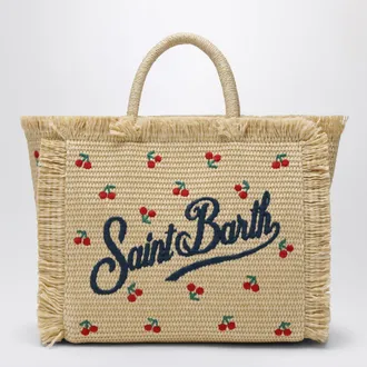 MC2 Saint Barth Colette bag in straw-effect fabric with cherries