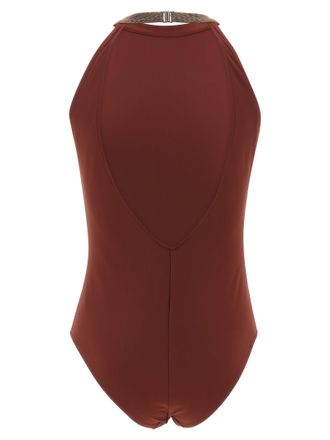 Brunello Cucinelli Womens Bordeaux Polyamide One-Piece Swimsuit Clothing