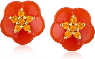 Ross-Simons Carnelian and. Citrine Flower Earrings in 18kt Gold Over Sterling