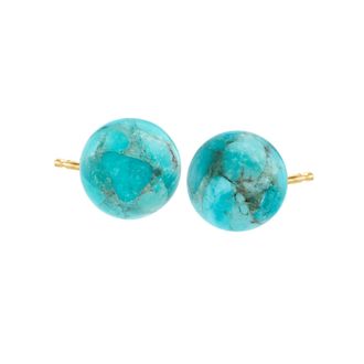Ross-Simons 10-10.5mm Turquoise Bead Stud Earrings in 14kt Yellow Gold